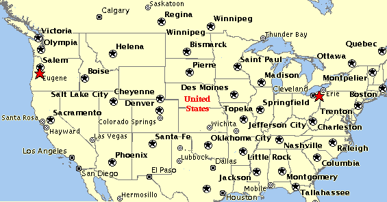 Locations in Oregon and Ohio